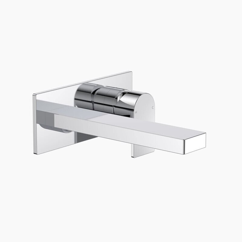 Round Square Wall Basin/Bath Mixer 180mm - Chrome