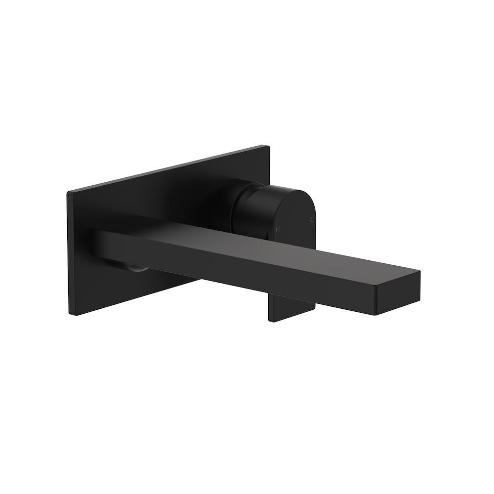 Round Square Wall Basin/Bath Mixer 220mm - Matte Black