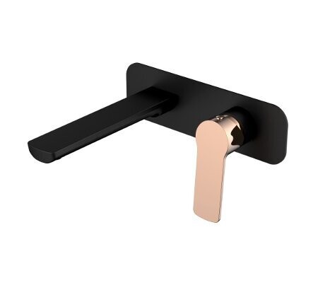 Akemi Wall Basin Mixer Black & Rose Gold