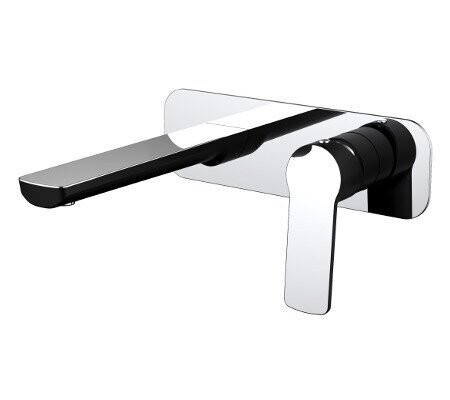 Akemi Wall Basin Mixer Black & Chrome