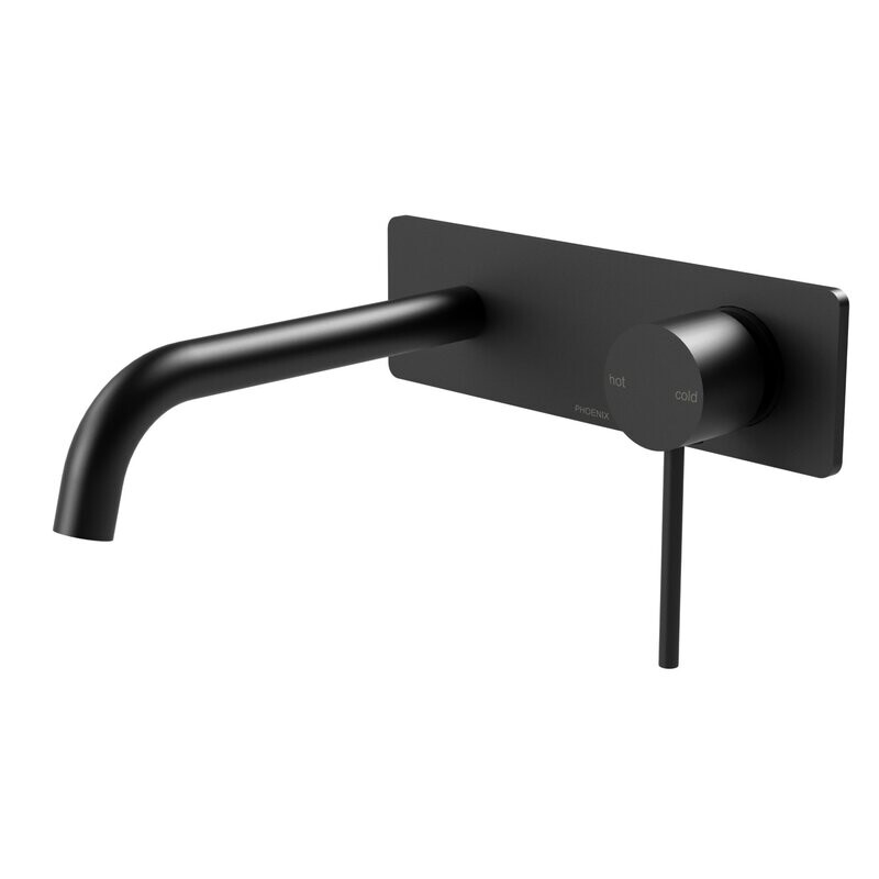 Vivid Slimline Wall Bath Set 180mm Curved Matte Black