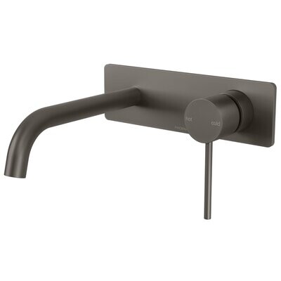 Vivid Slimline Wall Basin Set 180mm Curved Gun Metal Vivid Slimline Wall Basin Set 180mm Curved Gun Metal