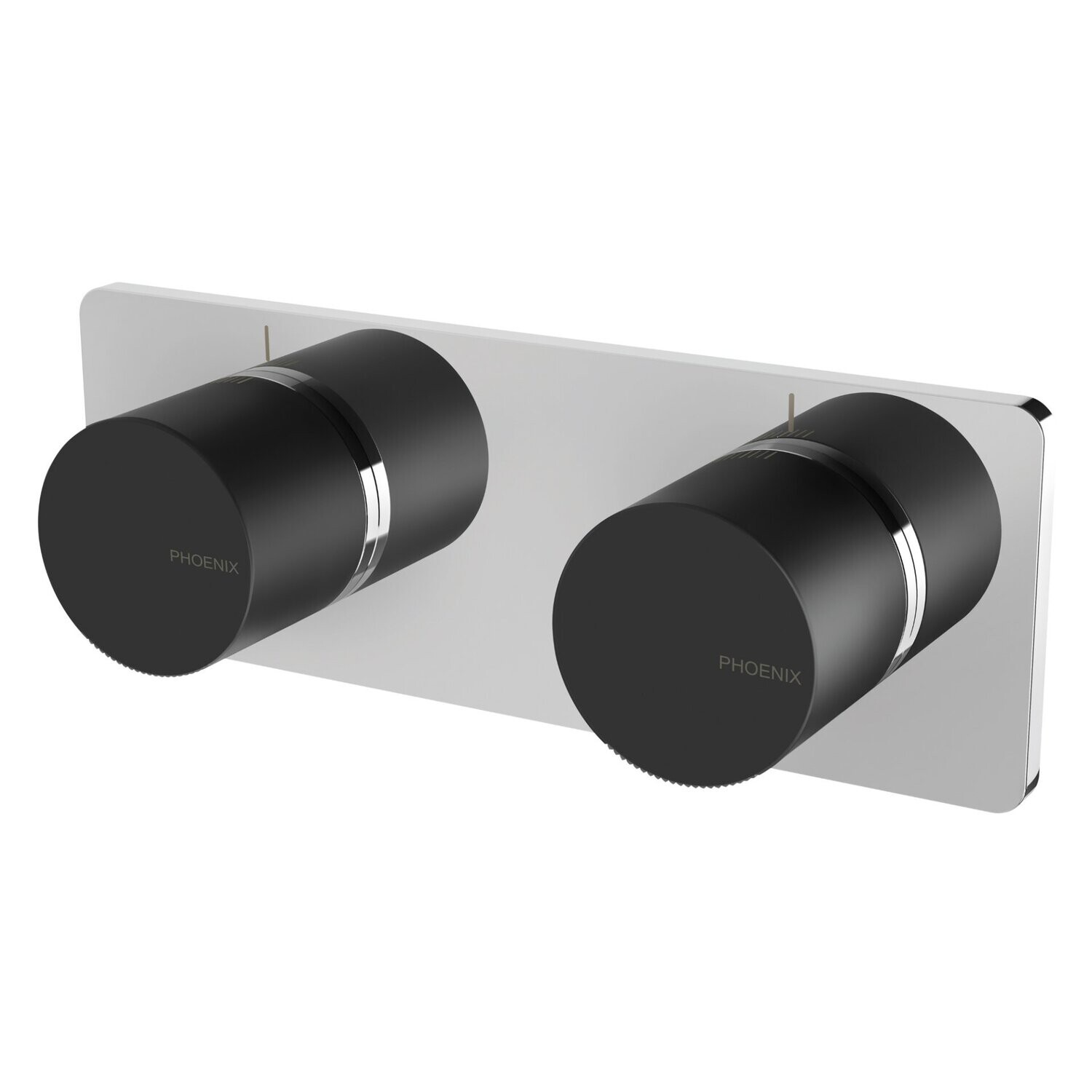 Toi Twin Shower/Wall Mixer Chrome/Matte Black