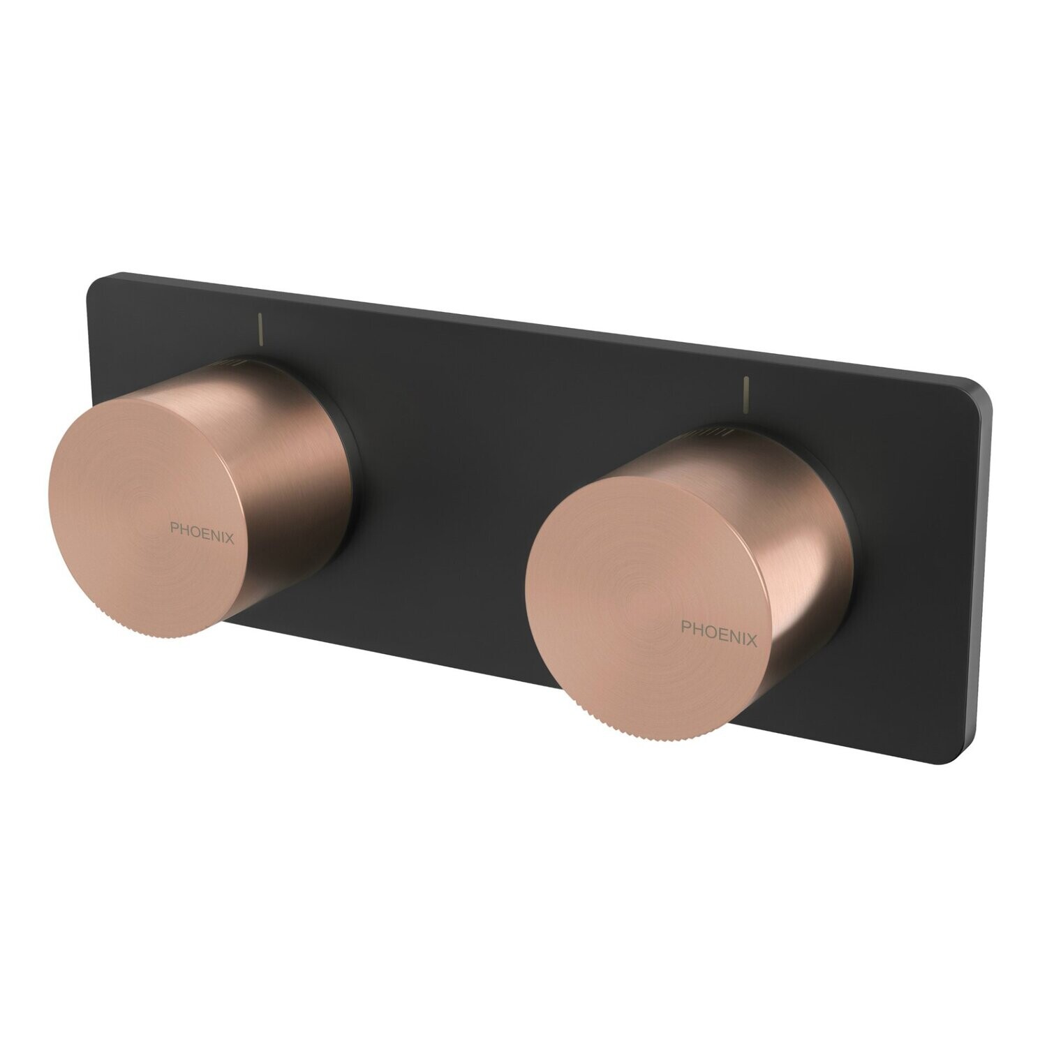 Toi Twin Shower/Wall Mixer Matte Black/Brushed Rose Gold