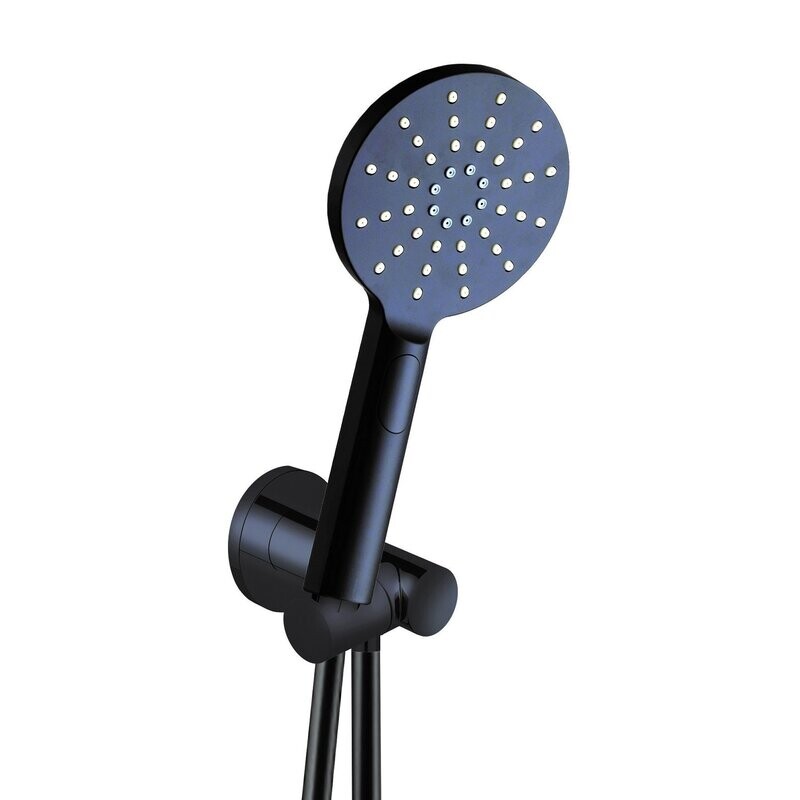 Bakara 3F Round Hand Shower on Round CE Bracket Matte Black