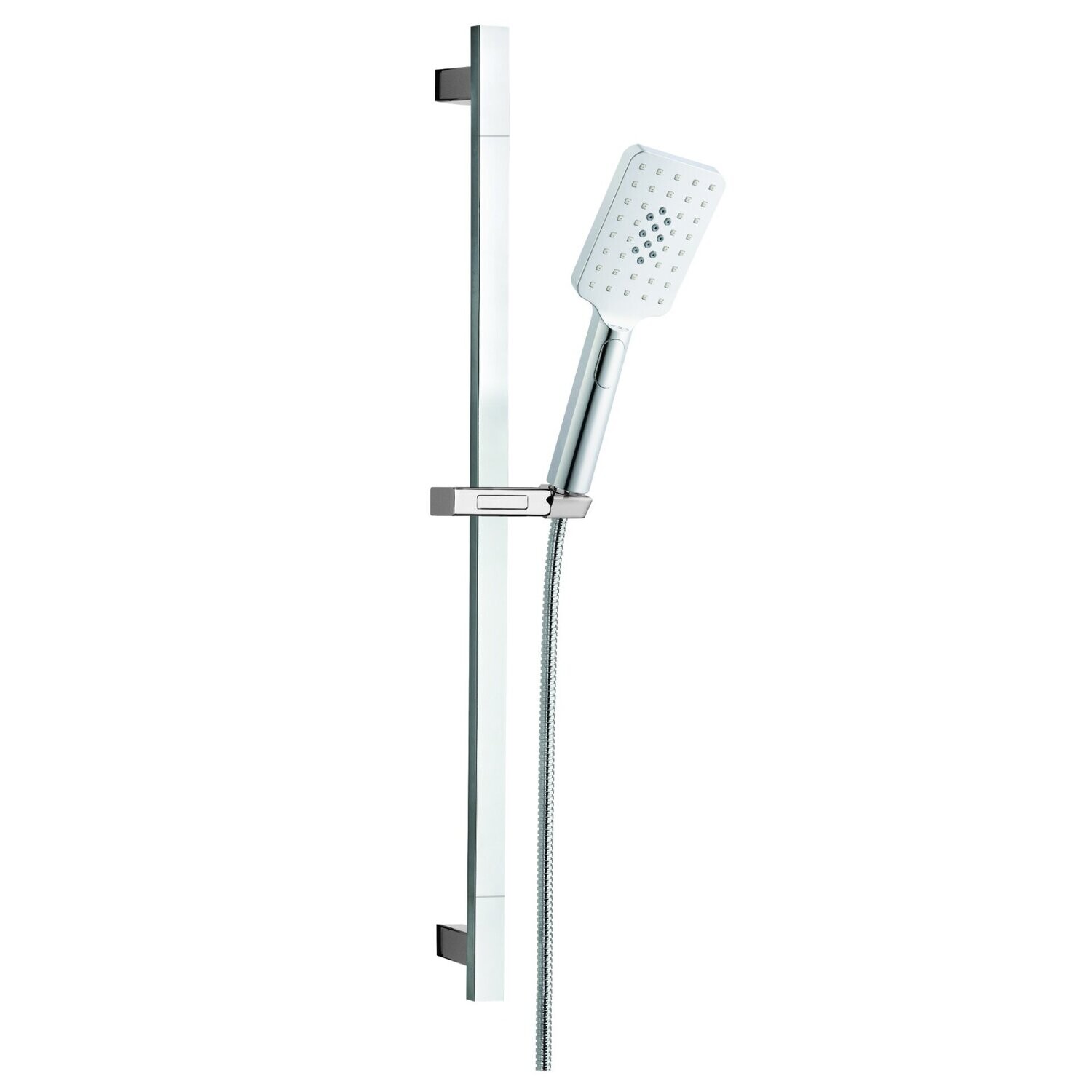 Bakara 3F Rect Hand Shower on Flat Sliding Rail with Square Elbow