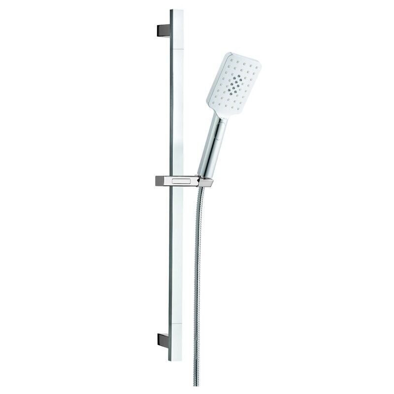 Bakara 3F Rect Hand Shower on Flat Sliding Rail with Square Elbow