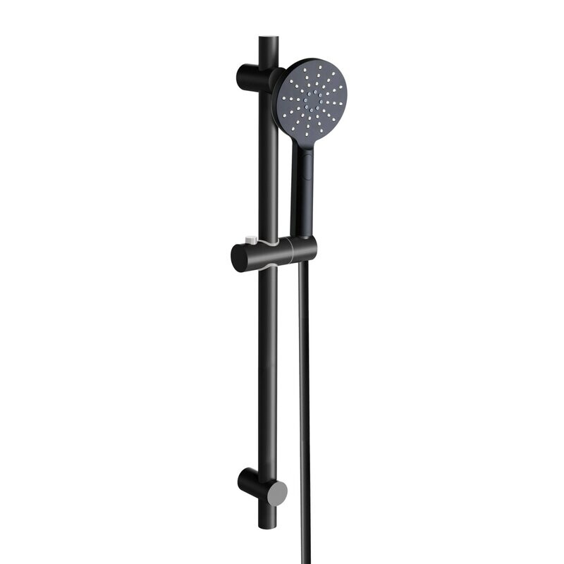 Bakara 3F Round Hand Shower on Sliding Rail Matte Black