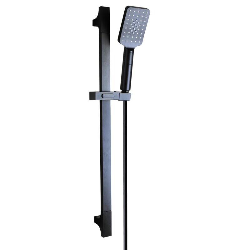 Bakara 3F Rect Hand Shower on Flat Sliding Rail Matte Black