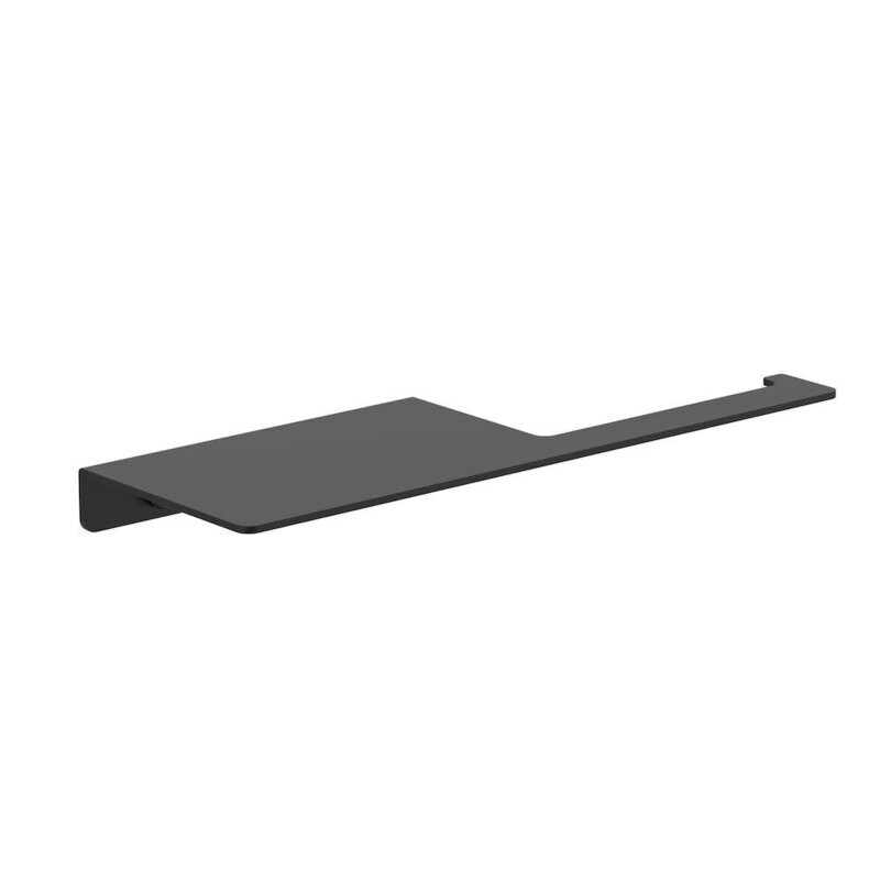 Clark Square Toilet Roll Holder With Shelf Matte Black