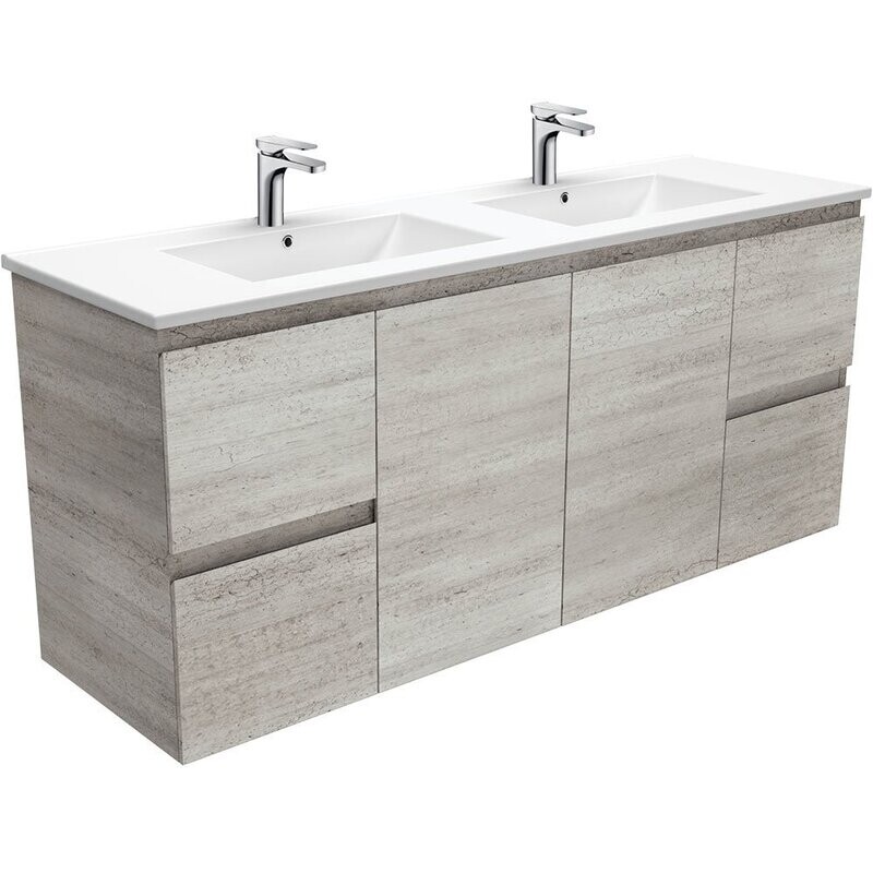 Dolce Industrial Edge 1500mm Wall Hung Vanity with 2 Bowls
