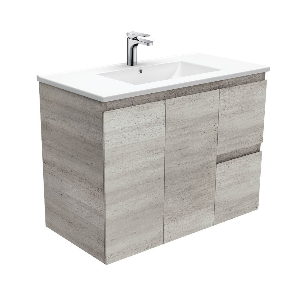Dolce Industrial Edge 900mm Wall Hung Vanity Right Hand Drawers