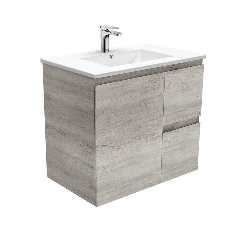 Dolce Industrial Edge 750mm Wall Hung Vanity Right Hand Drawers