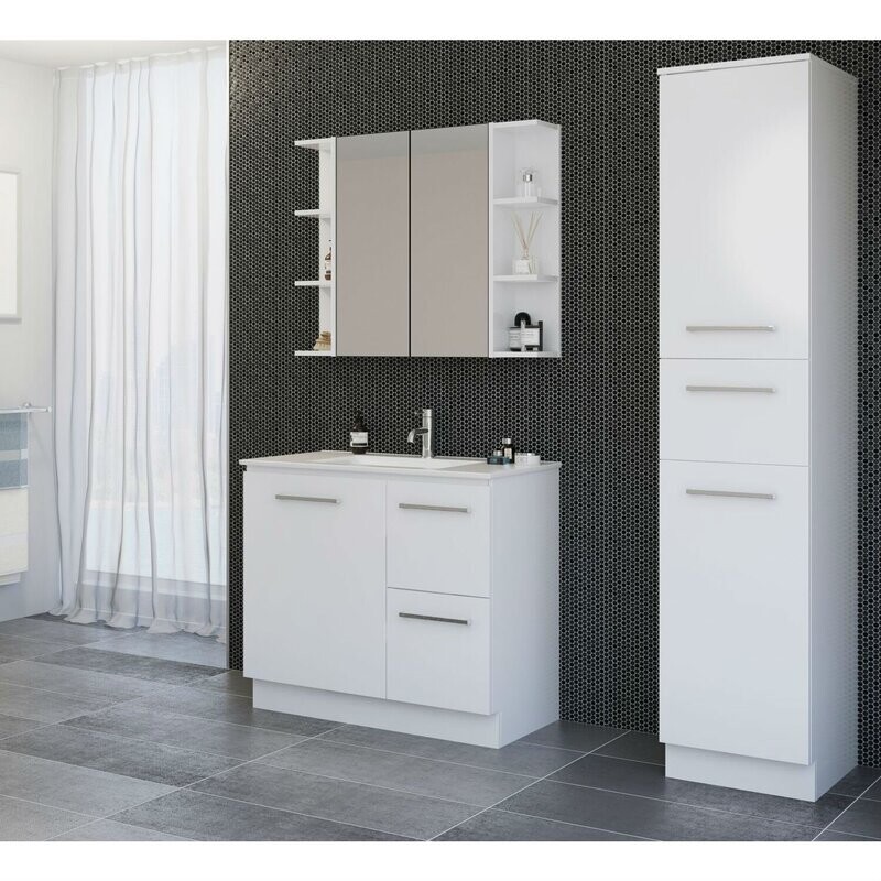 Nevada 900mm Vanity Alpha Ceramic Top With Kicker and Handles