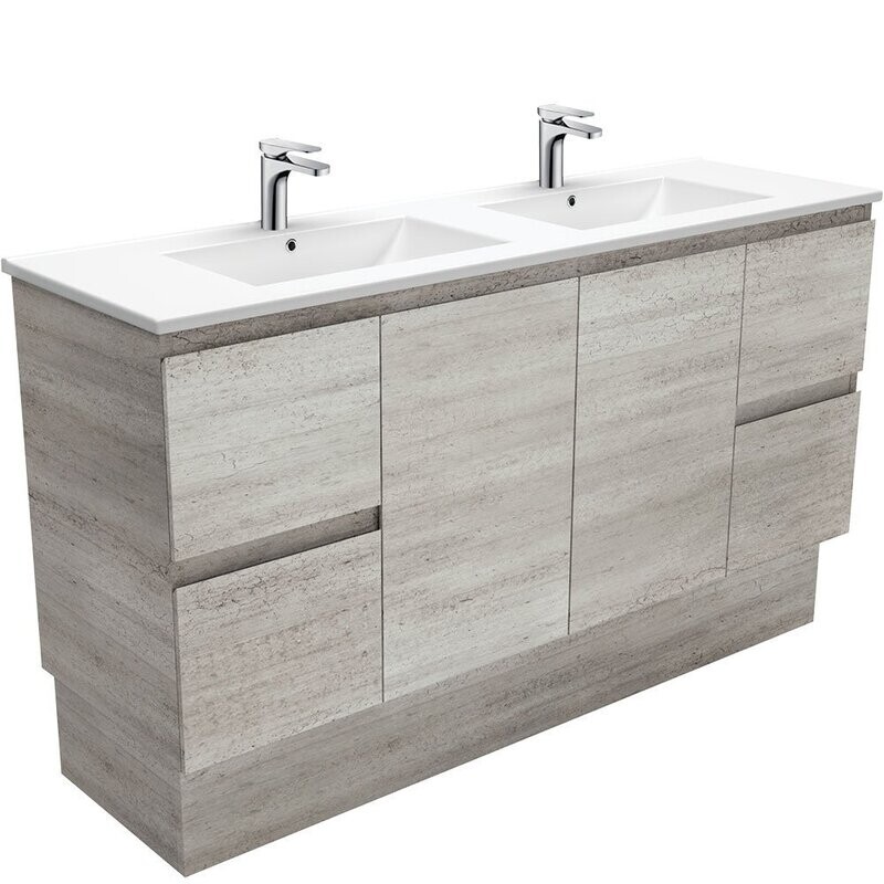 Dolce Industrial Edge 1500mm Vanity with Kicker and 2 Bowls