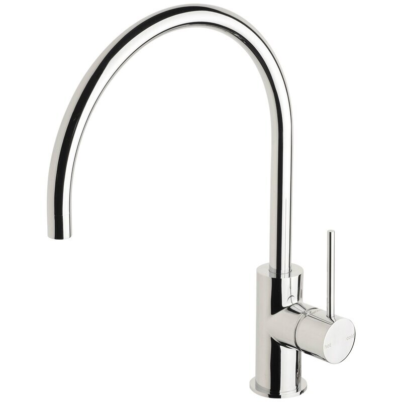 Vivid Slimline Side Lever Sink Mixer 220mm Gooseneck Chrome