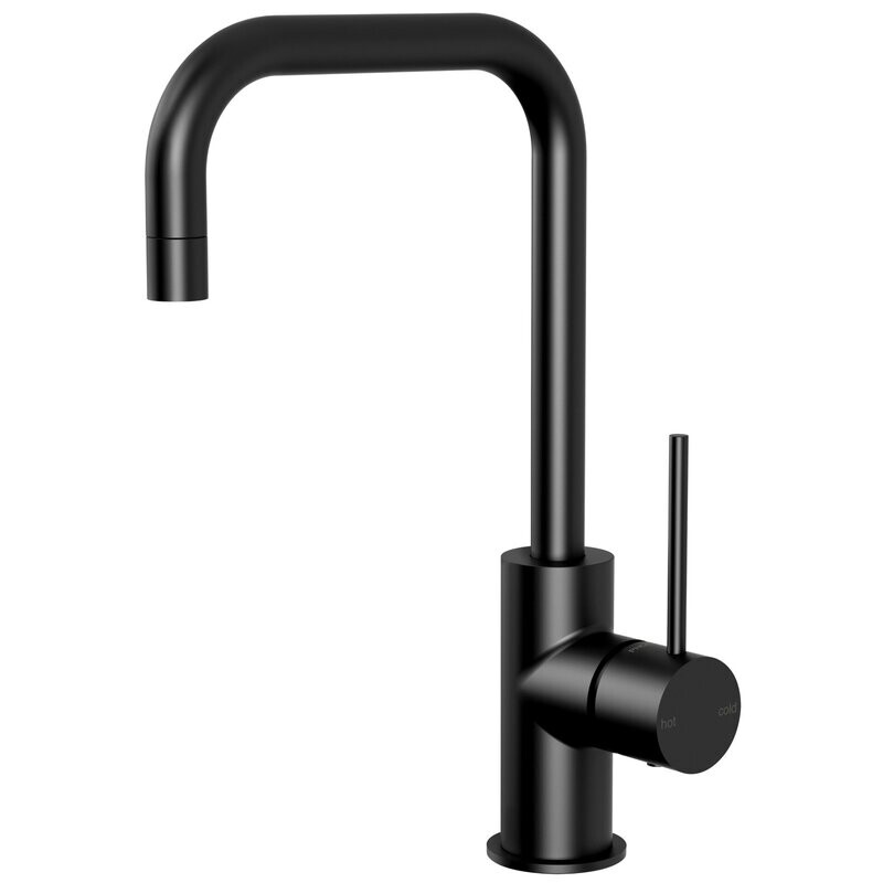 Vivid Slimline Side Lever Sink Mixer 160mm Squareline Matte Black