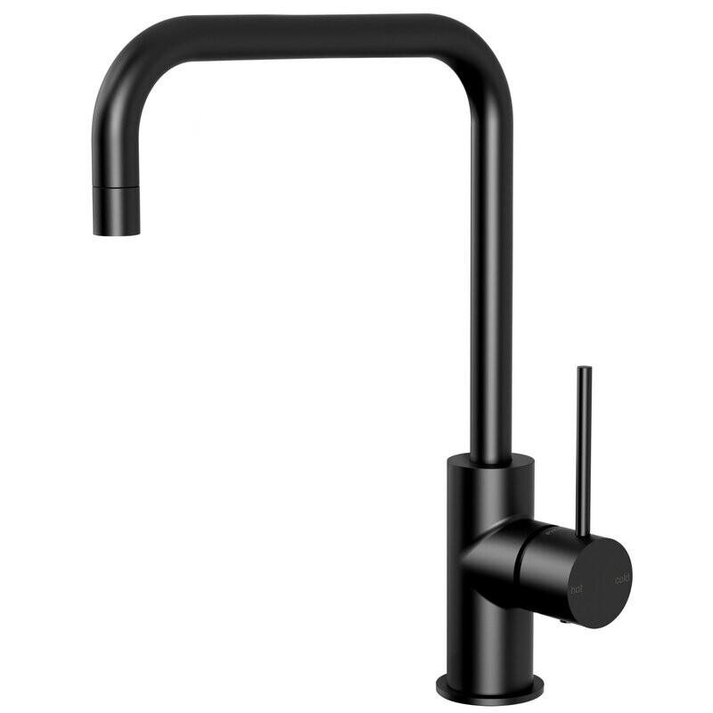 Vivid Slimline Side Lever Sink Mixer 220mm Squareline Matte Black