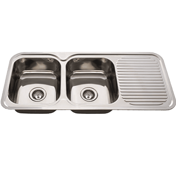 NuGleam Double Bowl Sink With Drainer - No Tap Hole