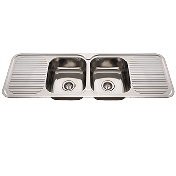 NuGleam Double Bowl Sink With Double Drainer - No Tap Hole