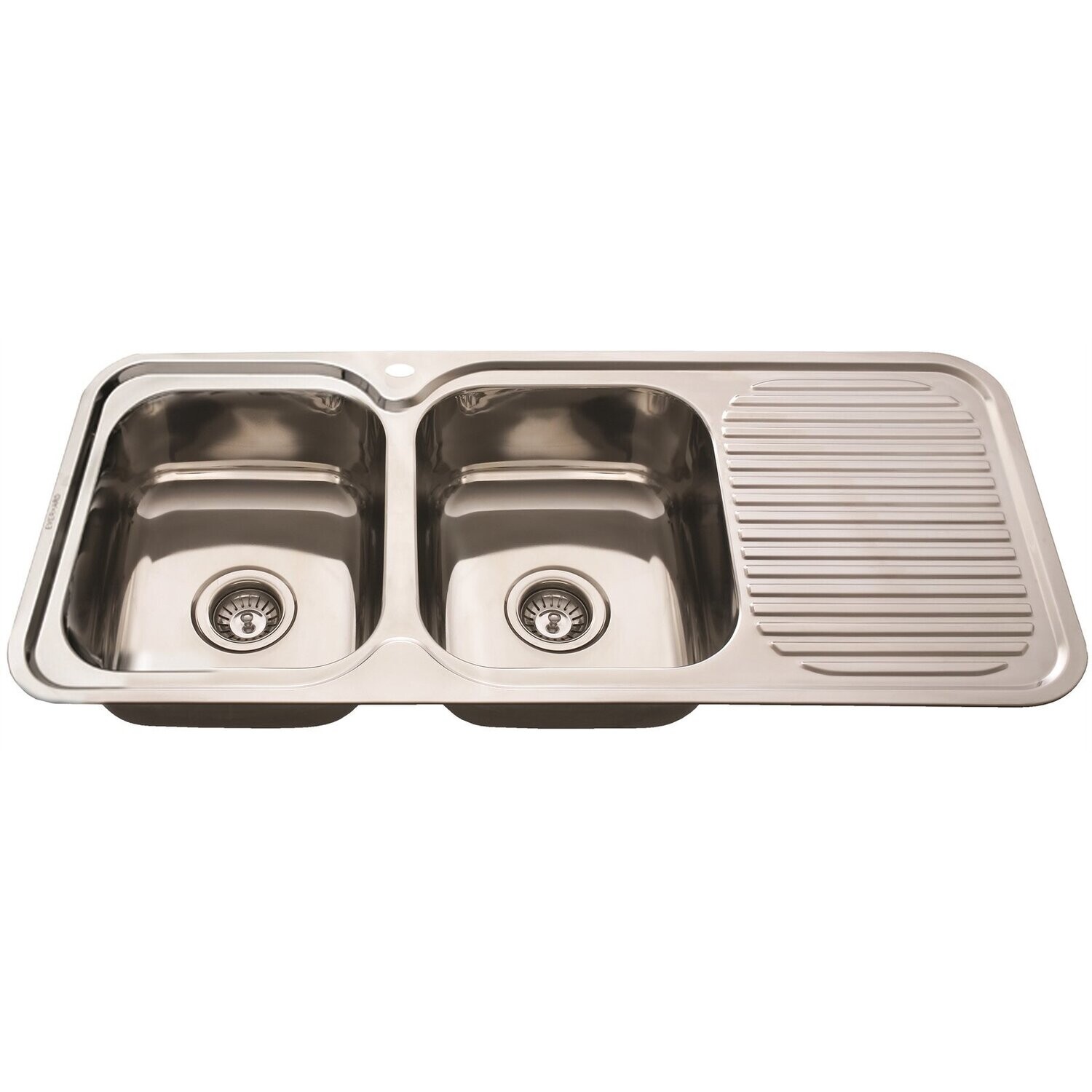 NuGleam Left Hand Double Bowl Sink With Drainer