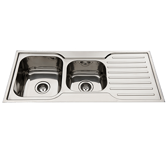 Squareline One and Three Quarter Bowl Sink With Drainer - No Tap Hole