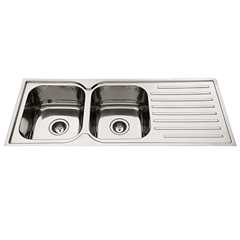 Squareline Double Bowl Sink With Drainer
