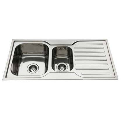 Squareline One and a Half Bowl Sink With Drainer - No Tap Hole