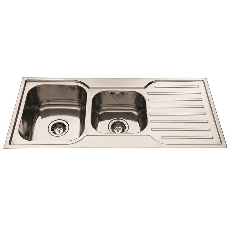 Squareline One and Three Quarter Left Hand Bowl Sink With Drainer