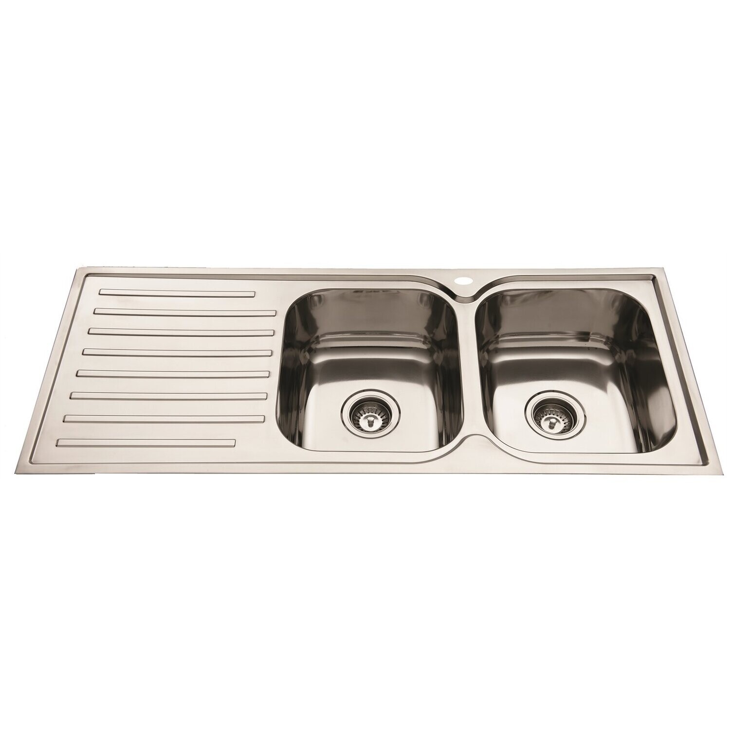 Squareline Right Hand Double Bowl Sink With Drainer