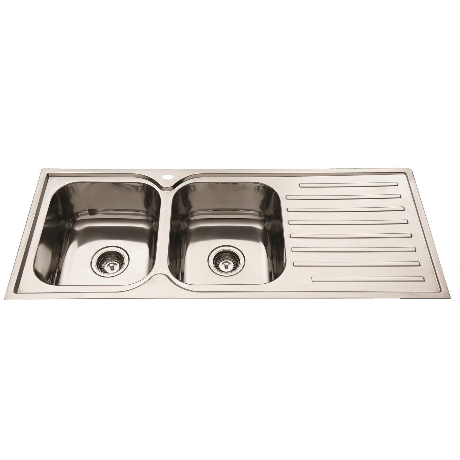 Squareline Left Hand Double Bowl Sink With Drainer