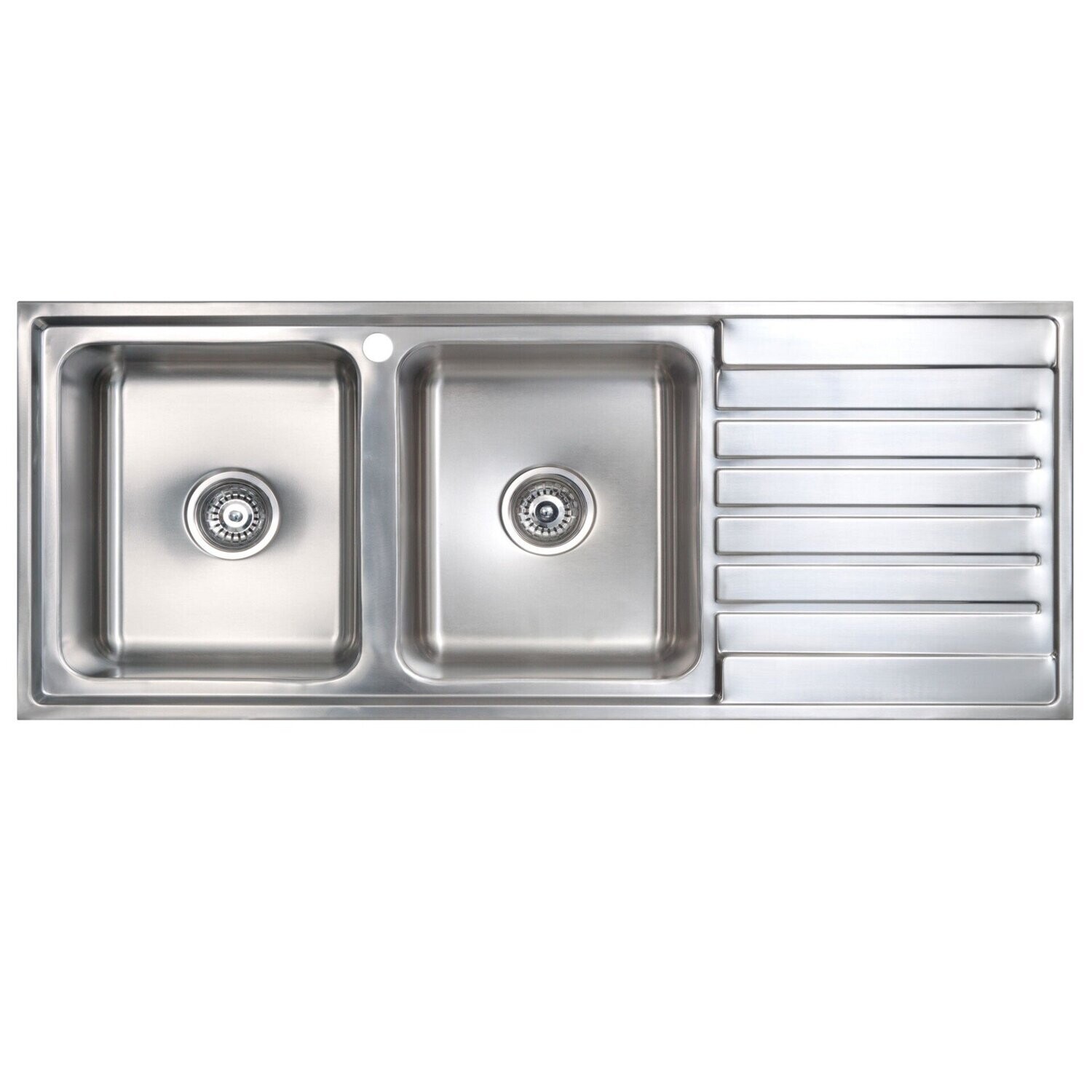 Kubic 200 Left Hand Double Bowl Sink With Drainer - One Taphole