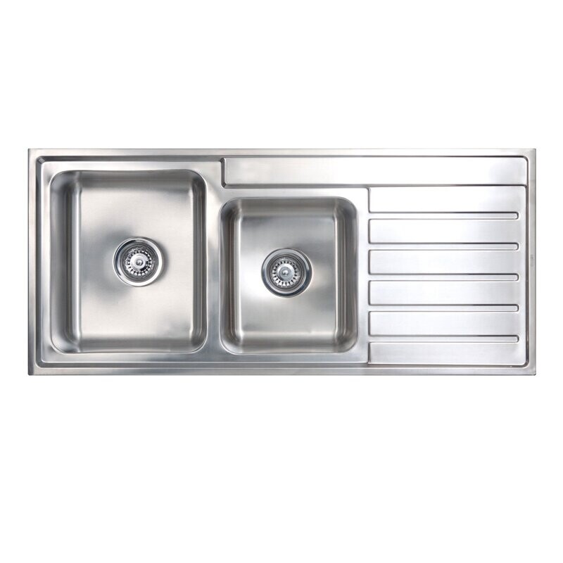 Kubic 175 Left Hand One and a Three Quarter Bowl Sink With Drainer - No Taphole