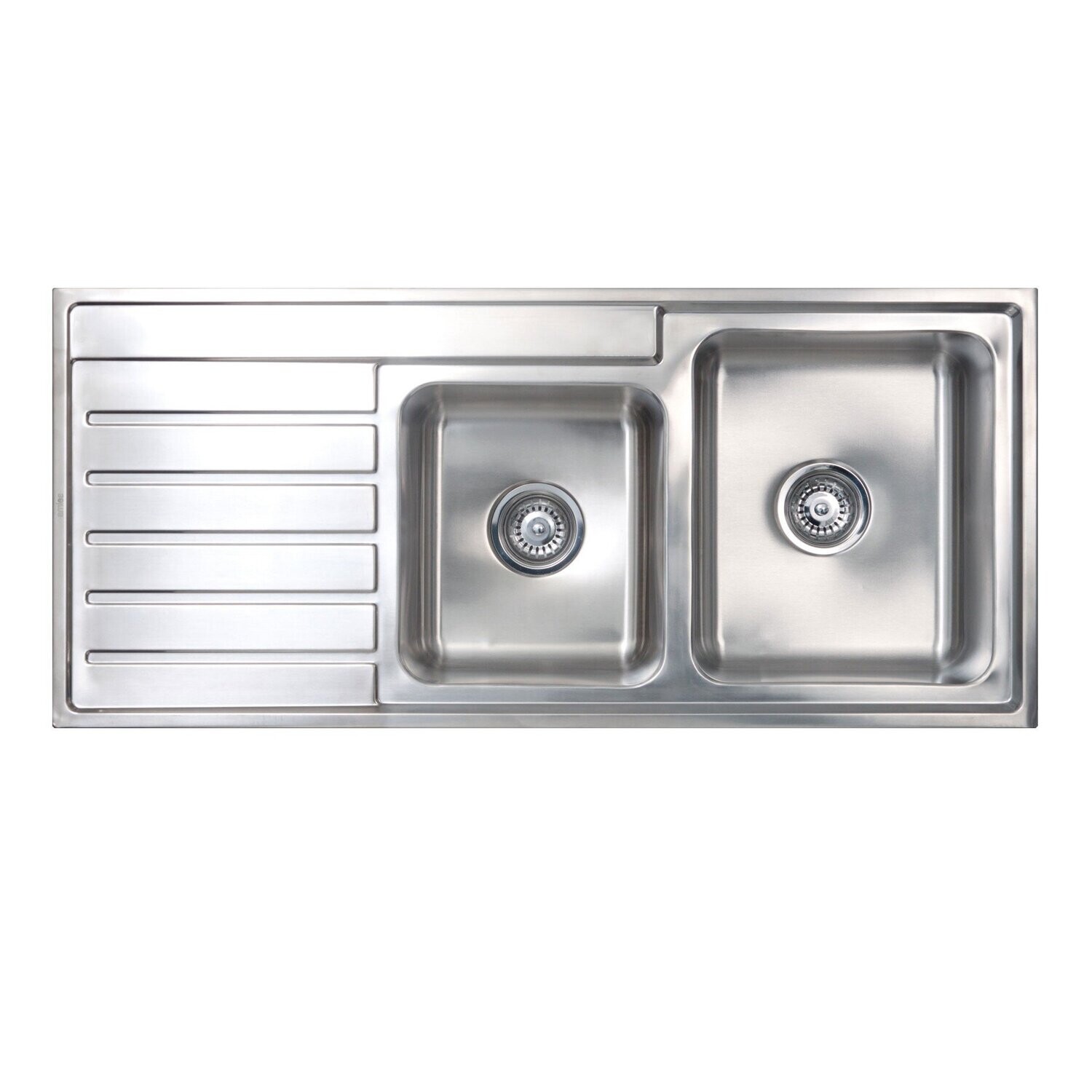 Kubic 175 Right Hand One and a Three Quarter Bowl Sink With Drainer - No Taphole