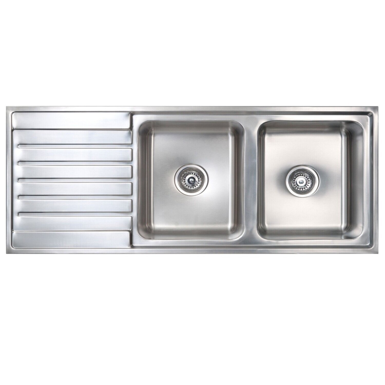 Kubic 200 Double Bowl Sink With Drainer - No Taphole