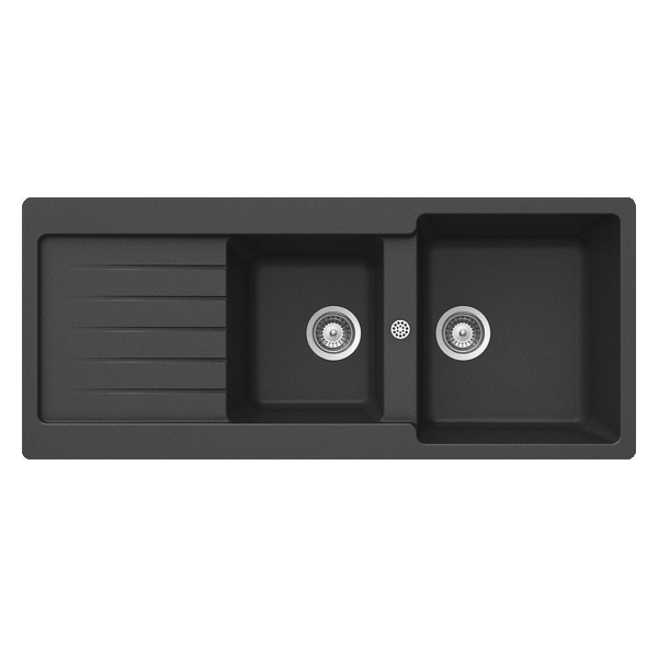 Schock Typos One & Three Quarter Bowl Sink With Drainer Onyx