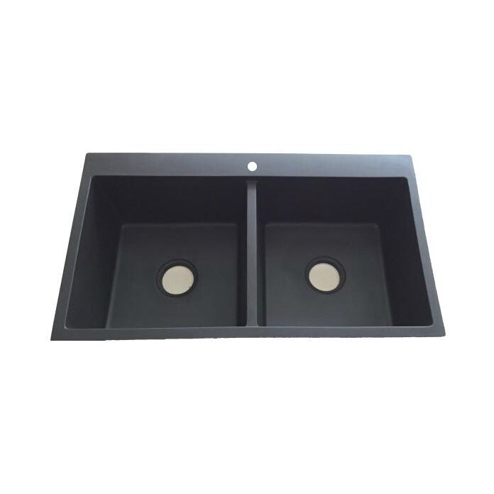 Uptown Double Bowl Sink with Tap Hole Black