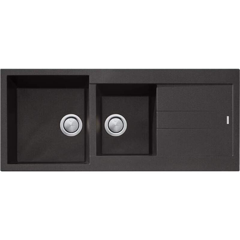 Santorini One and Three Quarter Bowl Black Sink With Drainer