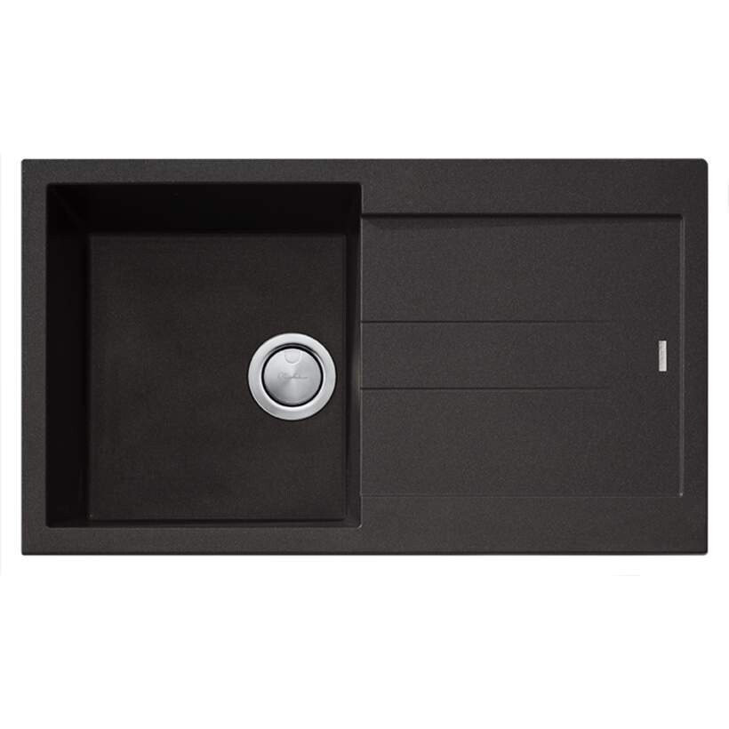 Santorini Single Bowl Black Sink With Drainer