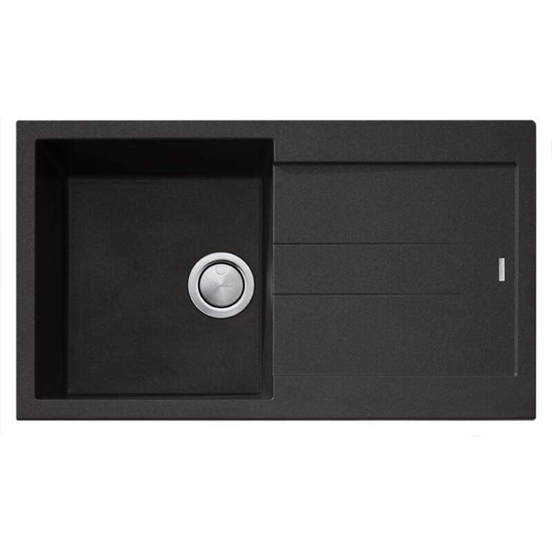Santorini Single Bowl Black Sink With Drainer
