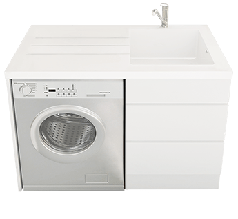 Bloom White Laundry Unit Right Hand Bowl with Tap Hole