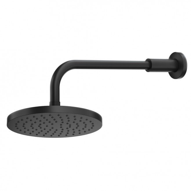Krome 200mm Wall Shower on Straight Arm Matte Black