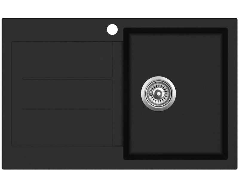 Uptown Black Right Hand Single Bowl Sink with Drainer