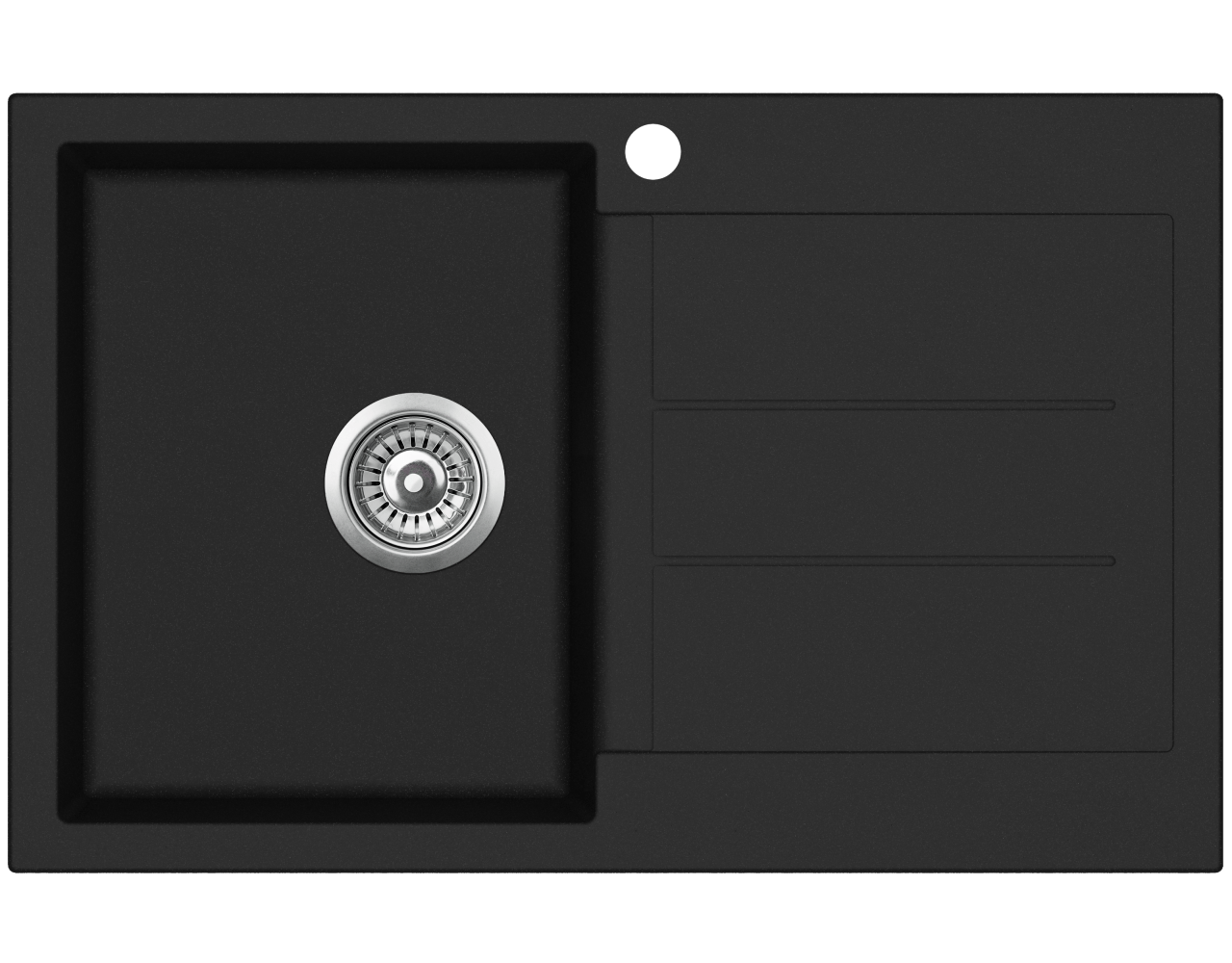 Uptown Black Left Hand Single Bowl Sink with Drainer