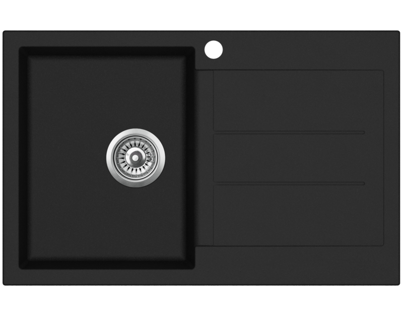 Uptown Black Left Hand Single Bowl Sink with Drainer