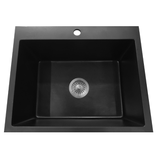 Uptown Single Bowl Sink Black 540mm With Tap Hole