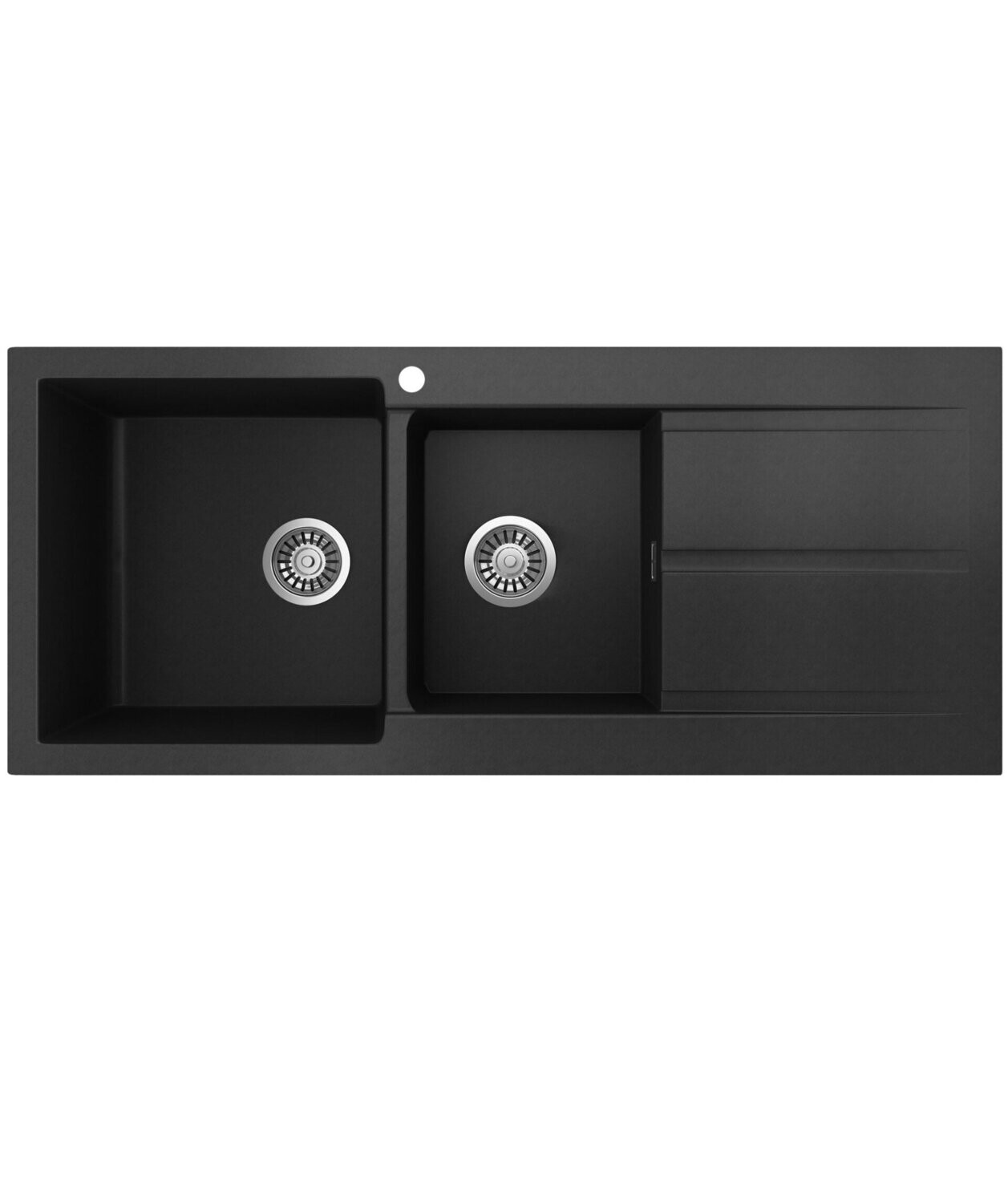 Oros 1160 Left Hand One and Three Quarter Bowl Black Sink with Drainer