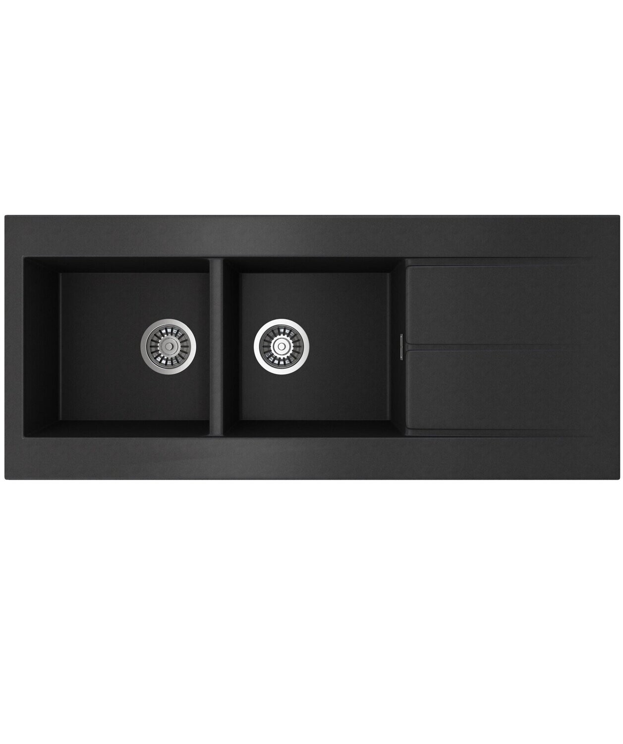 Oros 1162 Double Bowl Black Sink with Drainer No Tap Hole