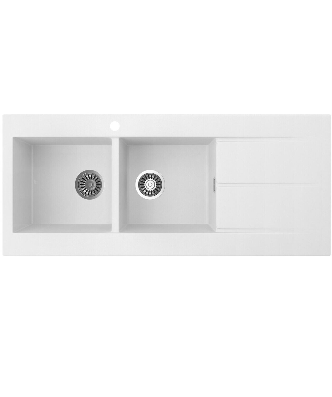 Oros 1162 Left Hand Double Bowl White Sink with Drainer