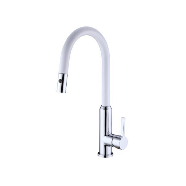 Pearl Pull Out Sink Mixer Chrome/Matte White